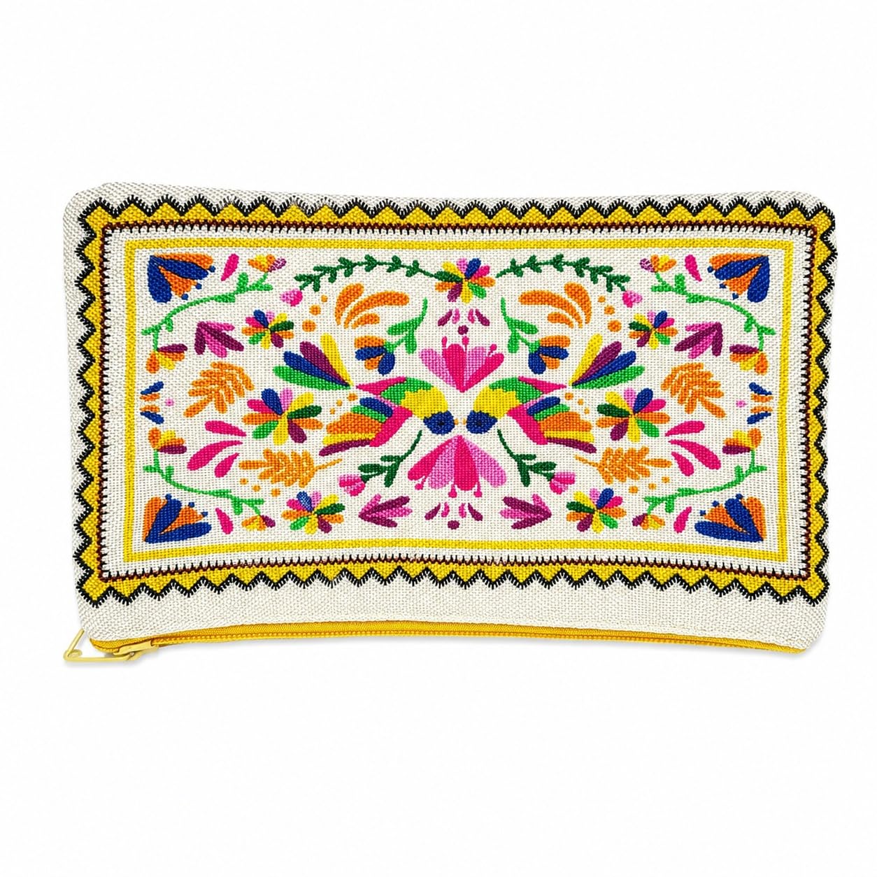 Women's Floral Embroidered Canvas Wallet | Designer Zip Purse | Ethnic Ladies Clutch Wallet-image-24