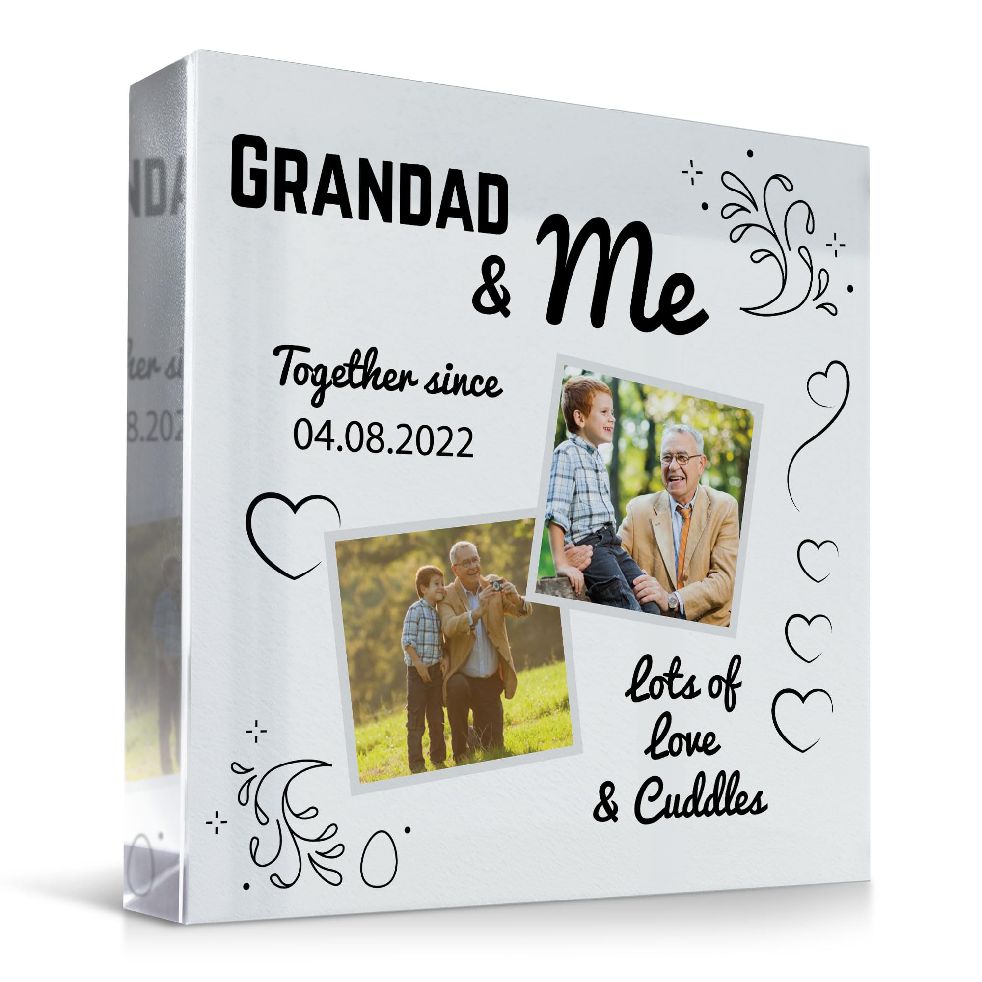 RED OCEAN Personalised For GRANDAD From Grandson Granddaughter GRANDAD AND ME Plaque Personalised Photo Block Birthday Christmas For Grandad.