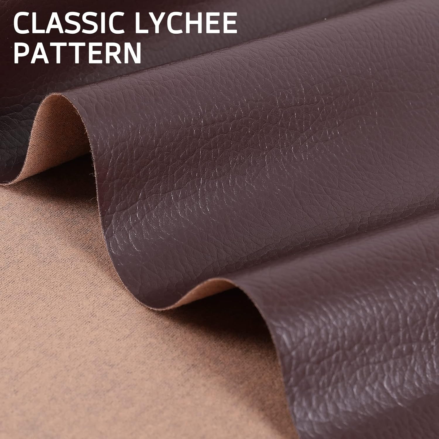 Faux Leather Vinyl Upholstery Fabric by The Yard 55" W Soft Synthetic Leather Material Sheets for Furniture Marine DIY Crafts Sewings, 3 Yards 108" Coffee