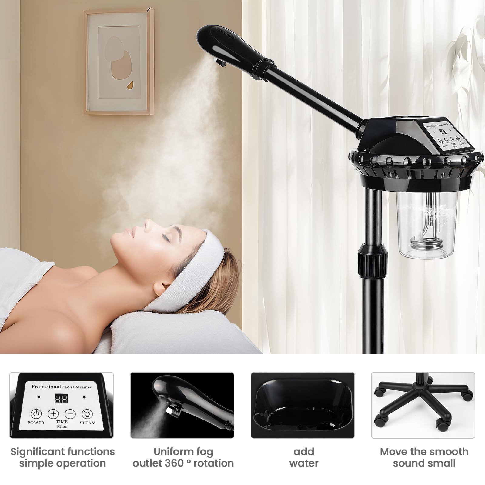 Professional Facial Steamer with Adjustable Height and Angle