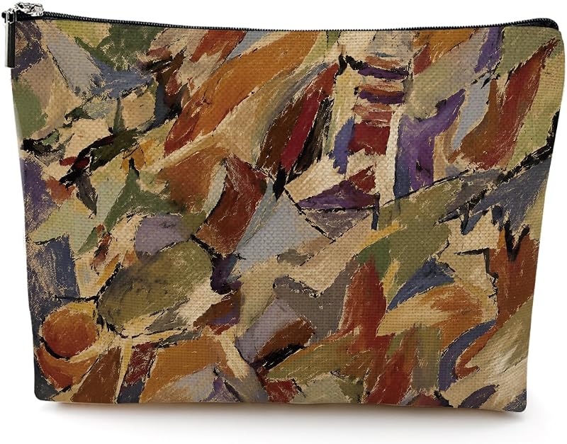 Necessaire de maquiagem NGZS com estampa geométrica Cubist Abstract Color Block 994