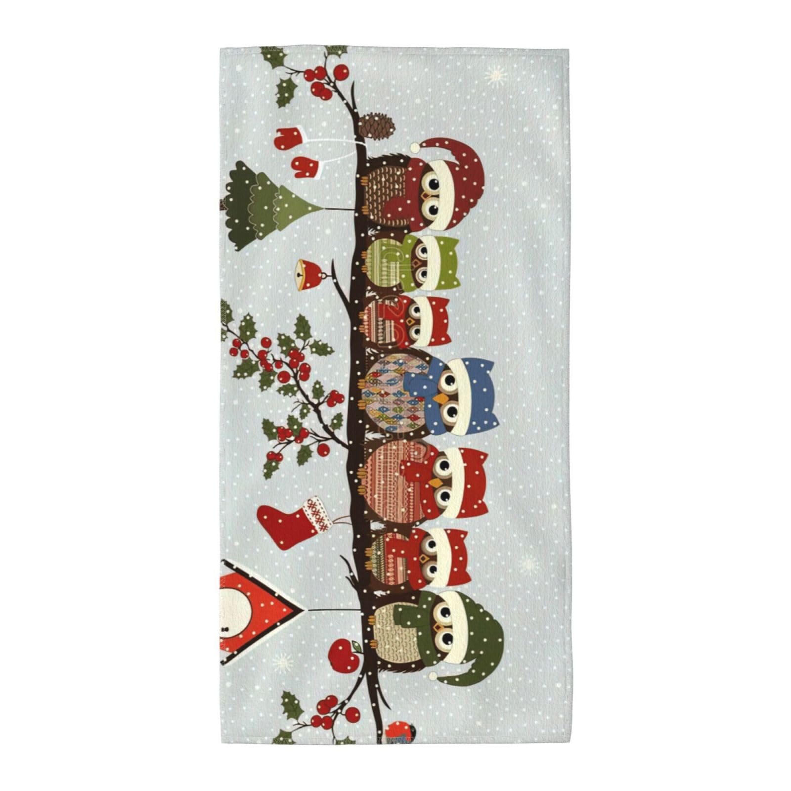 Oazcvbnn Unisex Black Cute Christmas Owls On Branch Print Extra Long Beach Towel Soft Comfortable Quick-Dry Gym Hiking Picnics Swimming
