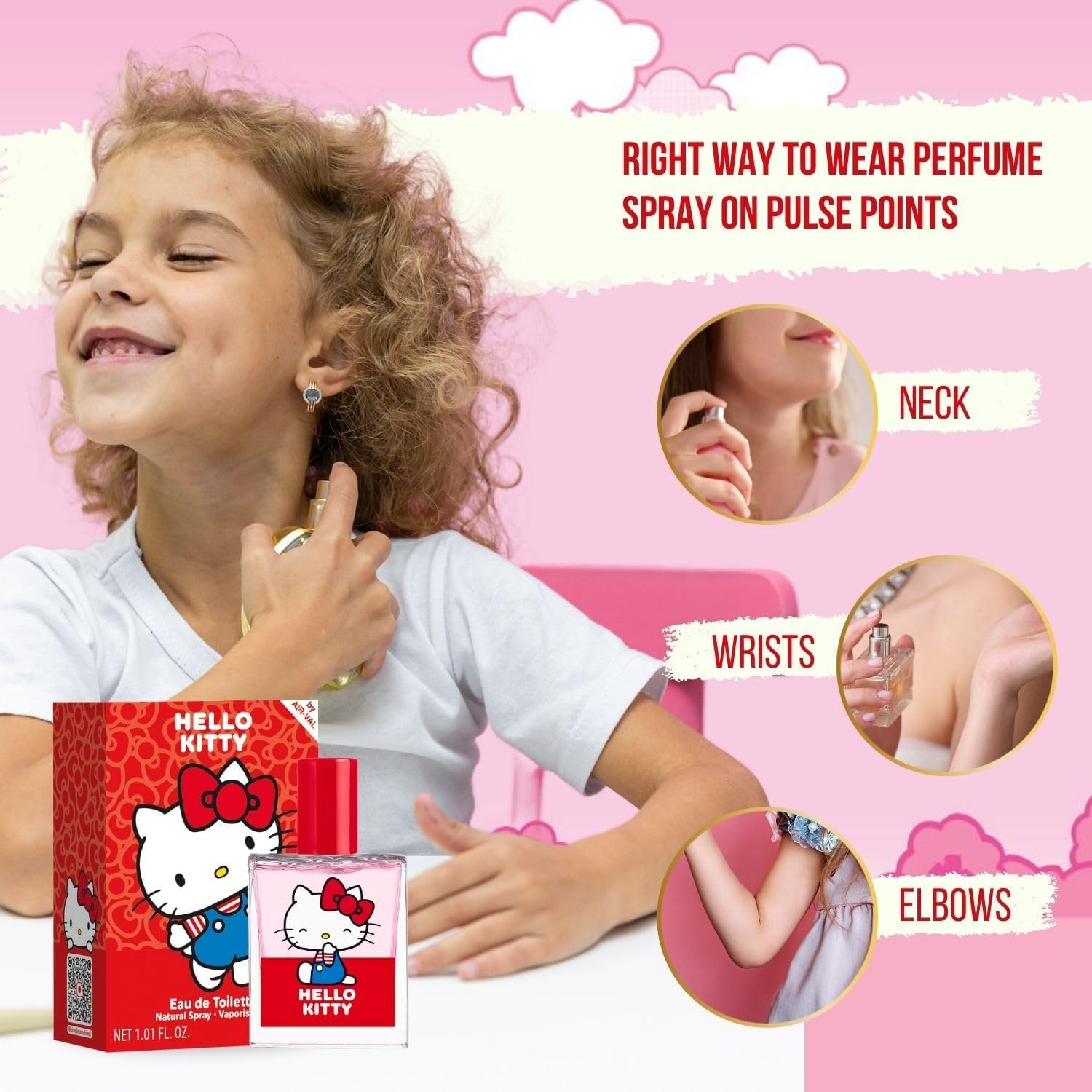 Hello Kitty Profumo per bambini: Eau de Toilette in bella bottiglia di vetro e motivo gattino, regalo per ragazze (30 ml)