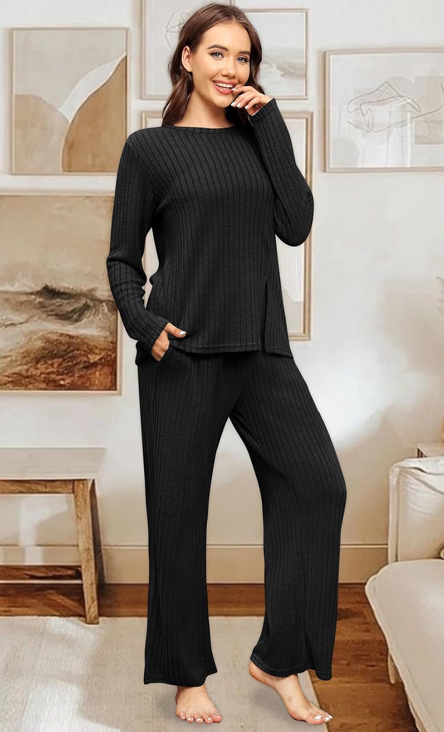 WIHOLL Womens Two Piece Outfits Lounge Sets Cozy Sweater Loungewear with Pockets 2026 - Image 3