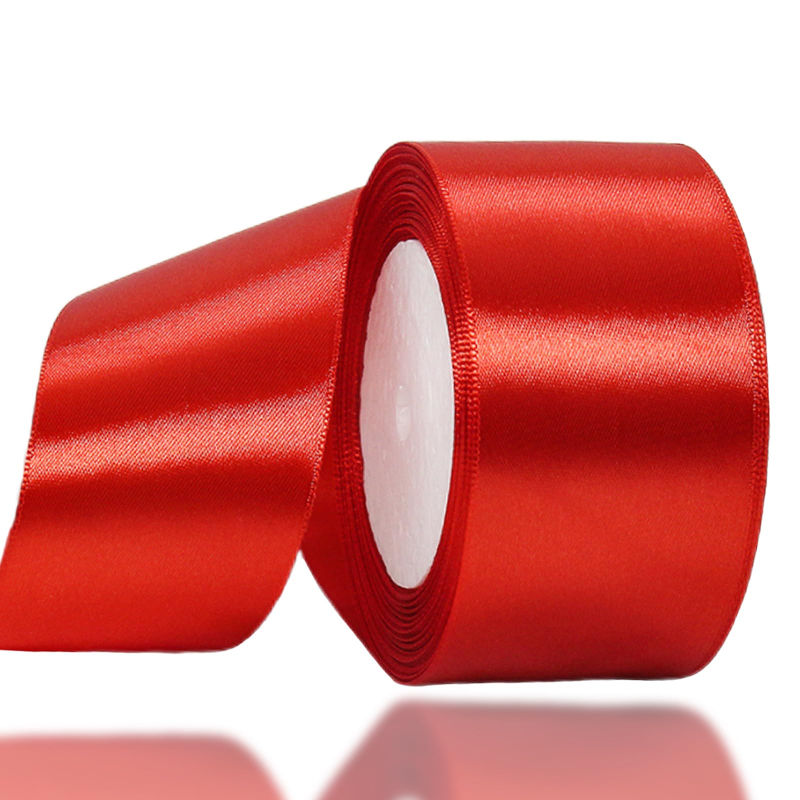 Red Ribbon 50mm for Gift Wrapping 22M,Red Satin Ribbon 50mm Wide for Crafting Cake,Hair Bow,Polyester Ribbon Christmas Decoration,Wedding Car Decor