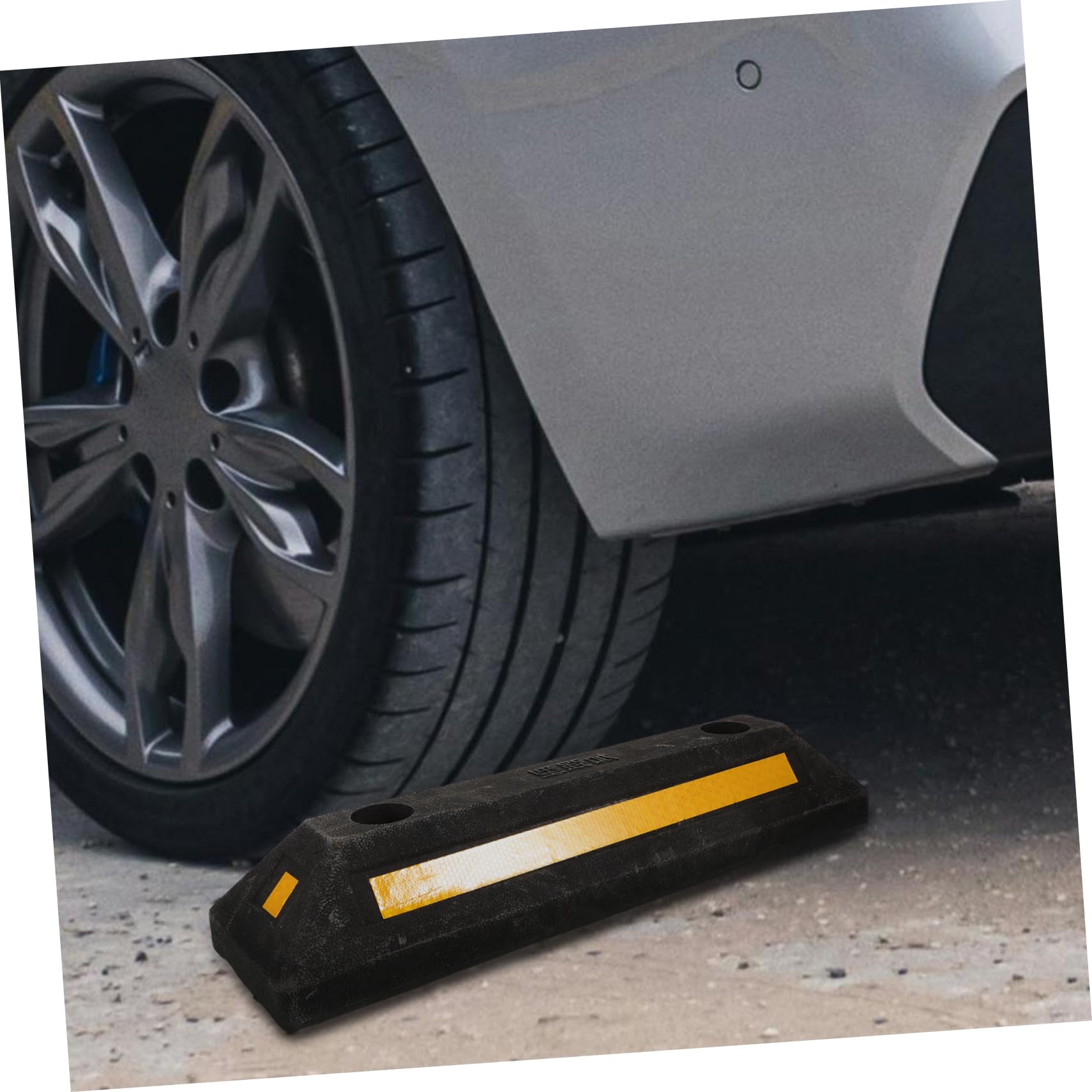 SOLUSTRE Cuneo Fermaruota in Gomma Portatile per Garage Blocca Ruota Auto Previene Ritorno Veicolo Accessorio Parcheggio Sicuro