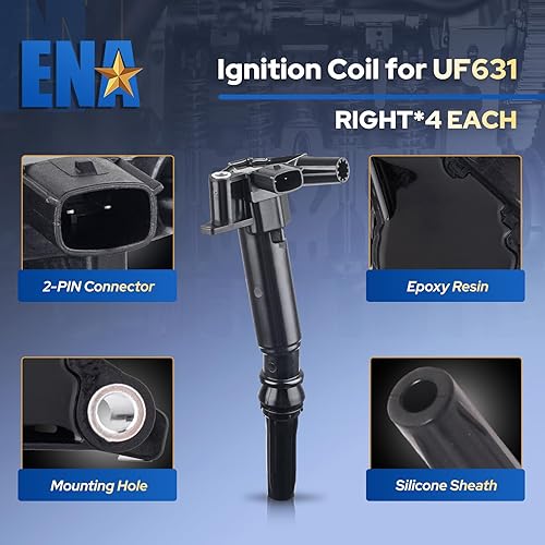 Miniatura 4 de ENA Juego de 8 bobinas de encendido con juego de 16 bujías platino compatibles con Ford F-150 F-250 F-350 6.2L de repuesto para C1800 UF-631