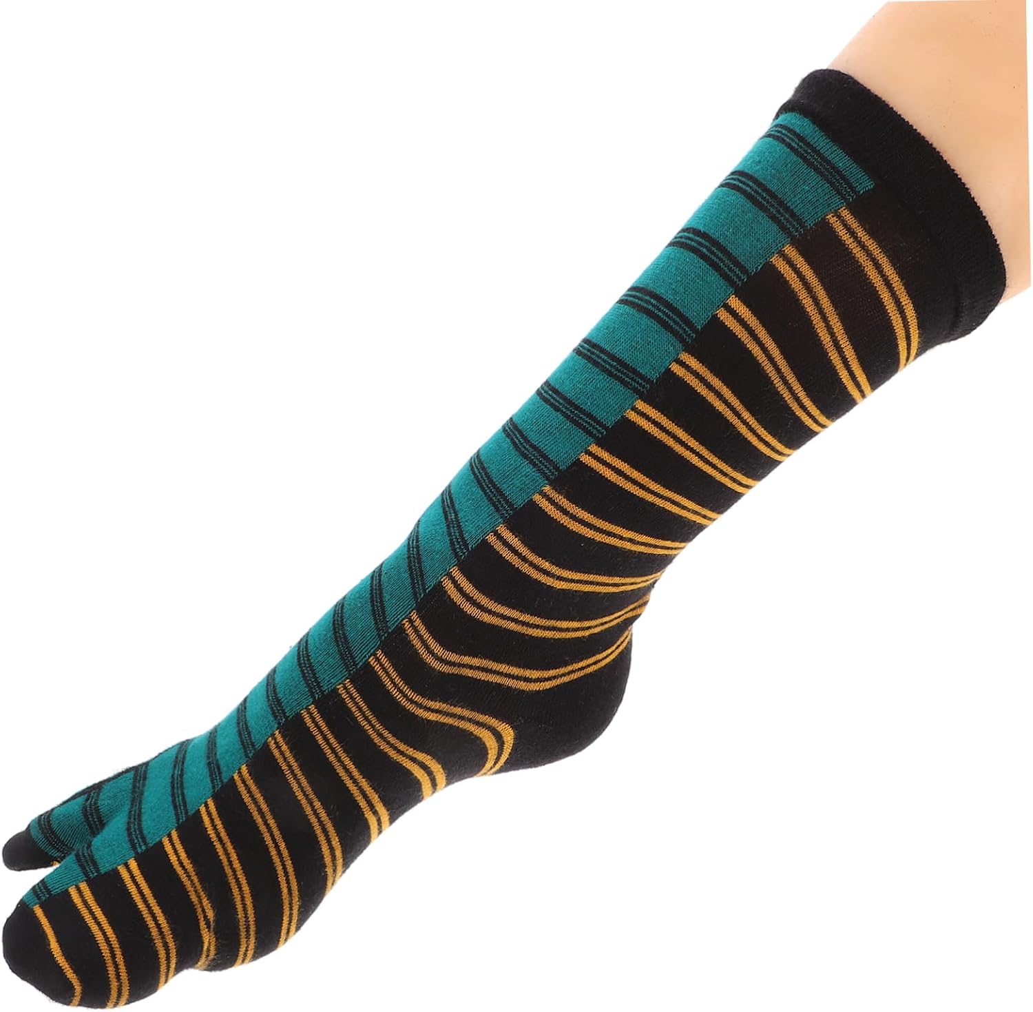 5pairs Tabi Socks Breathable Cotton Split Toe Design for Spring Fashionable Mid-calf Socks White and Dark Green Suitable for Casual and Stylish Outfits