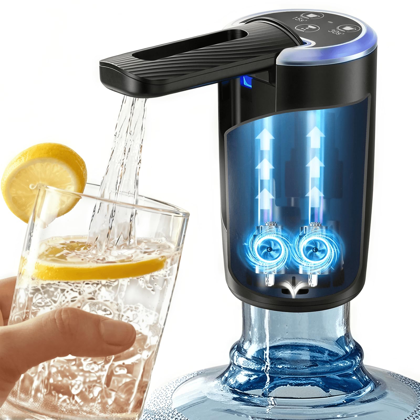View 1 of **charger not included**FLOWEBB Portable Electric Water Dispenser - Black, Dual Pump High-Speed