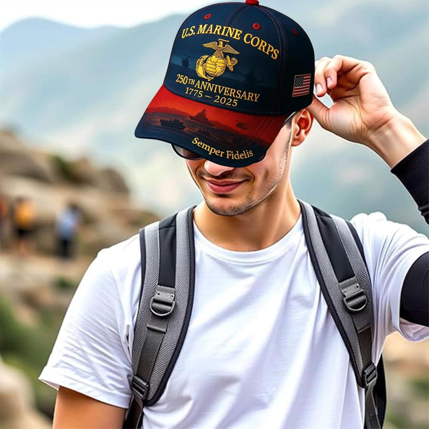 Marine Corps 250th Anniversary Cap, Adjustable Embroidered Tribute Hat Military Commemorative Baseball Cap Unisex - Image 3
