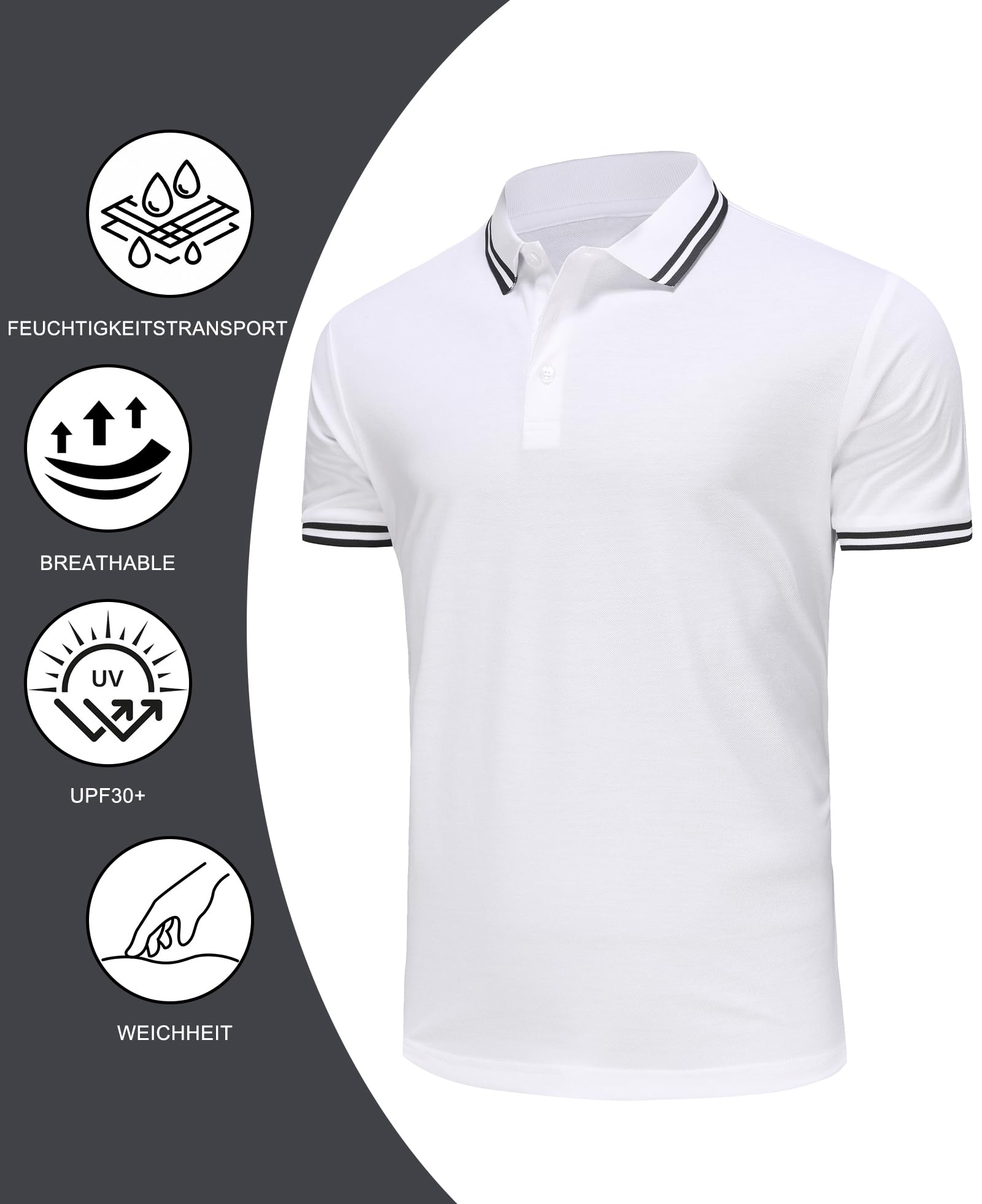Djtnzdm Polo Uomo Manica Corta Classico Cotone Poliestere Essiccazione Rapida Traspirante Golf Tennis Polo Uomo Casual Estate T-Shirt Top