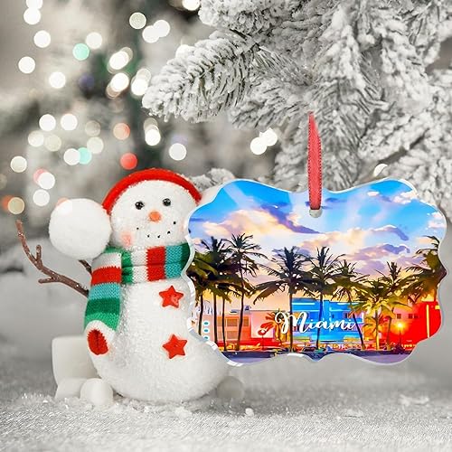 Miniatura 3 de Guangpat Miami Florida, Estados Unidos, decoración de árbol de Navidad, recuerdos de ciudad de campo, recuerdos personalizados de Navidad 2023,
