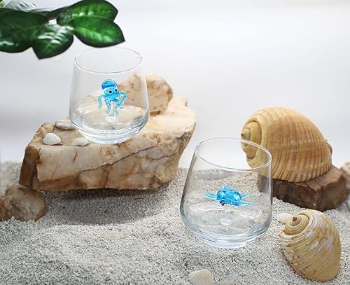 Miniatura 5 de Taza de vidrio 3D con bonita figura de animal en el interior, figura de pulpo de vidrio soplado a mano, vaso sin tallo para vino, agua, leche,