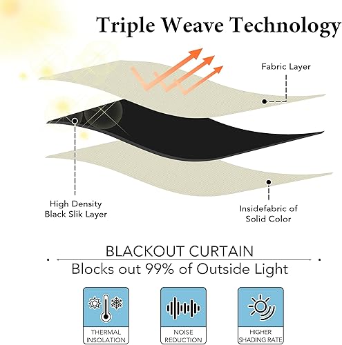 Miniatura 4 de RYB HOME Cortinas opacas para dormitorio, aislamiento térmico, eficiencia energética, tratamiento de ventana de puerta de patio, para sala de estar,