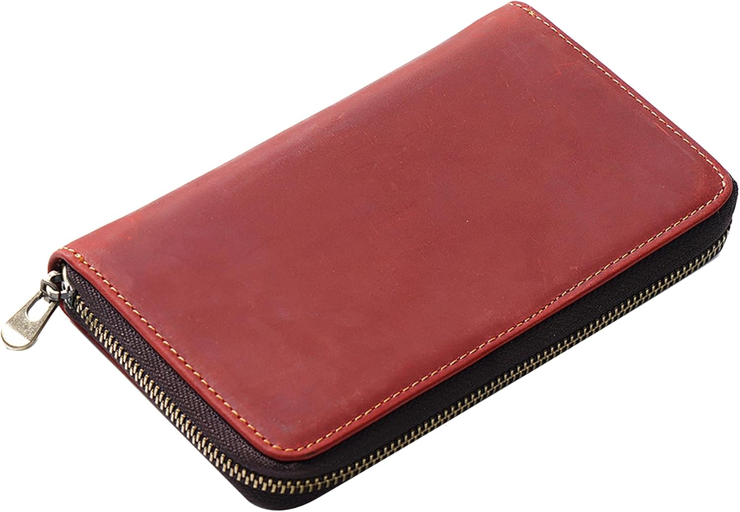 Vintage genuine Leather Pen & Pencil Case for Artists, Designers, Architects, at office, university, college and travel (Red)