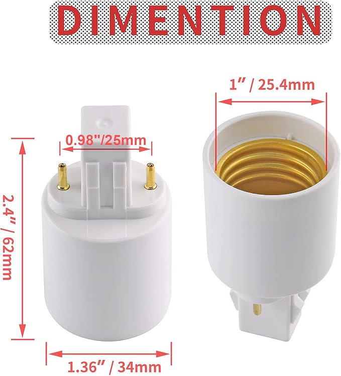 PHITUODA 4pcs Gx23 to E26/E27 Socket Adapter, Gx23 to E27 Lamp Base Holder, 2 Pin Bulb Base Converter LED Accessories photo 5