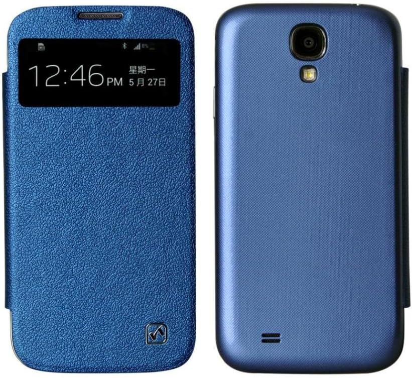 611202 Borofone Luxury Deluxe Window View Flip Leather Case Cover Smart for Samsung Galaxy S4 S IV I9500 with Magnetic Sleep Function – Dark Blue