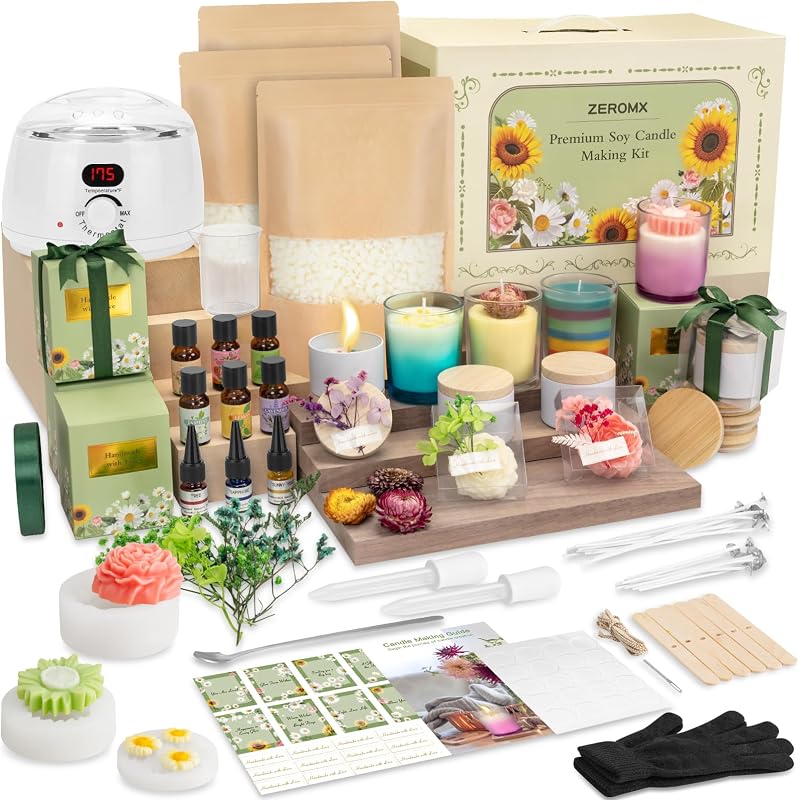 ZEROMX Candle Making Kit for Adult Beginners with Digital Wax Melting Pot