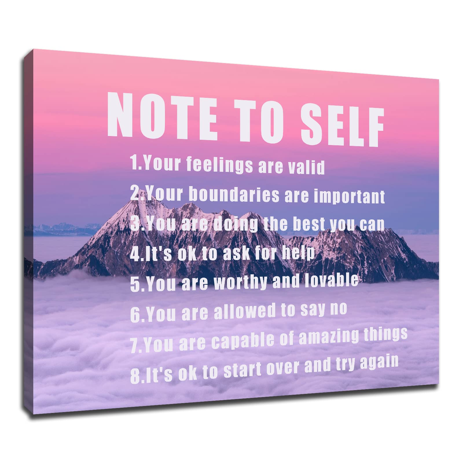 Inspirational Canvas Painting Note to Self Motivational Wall Art Entrepreneur Quotes Poster Prints Wall Pictures for Living Room Home Decor Office Canvas Framed Ready to Hang [18''Wx 24''H]