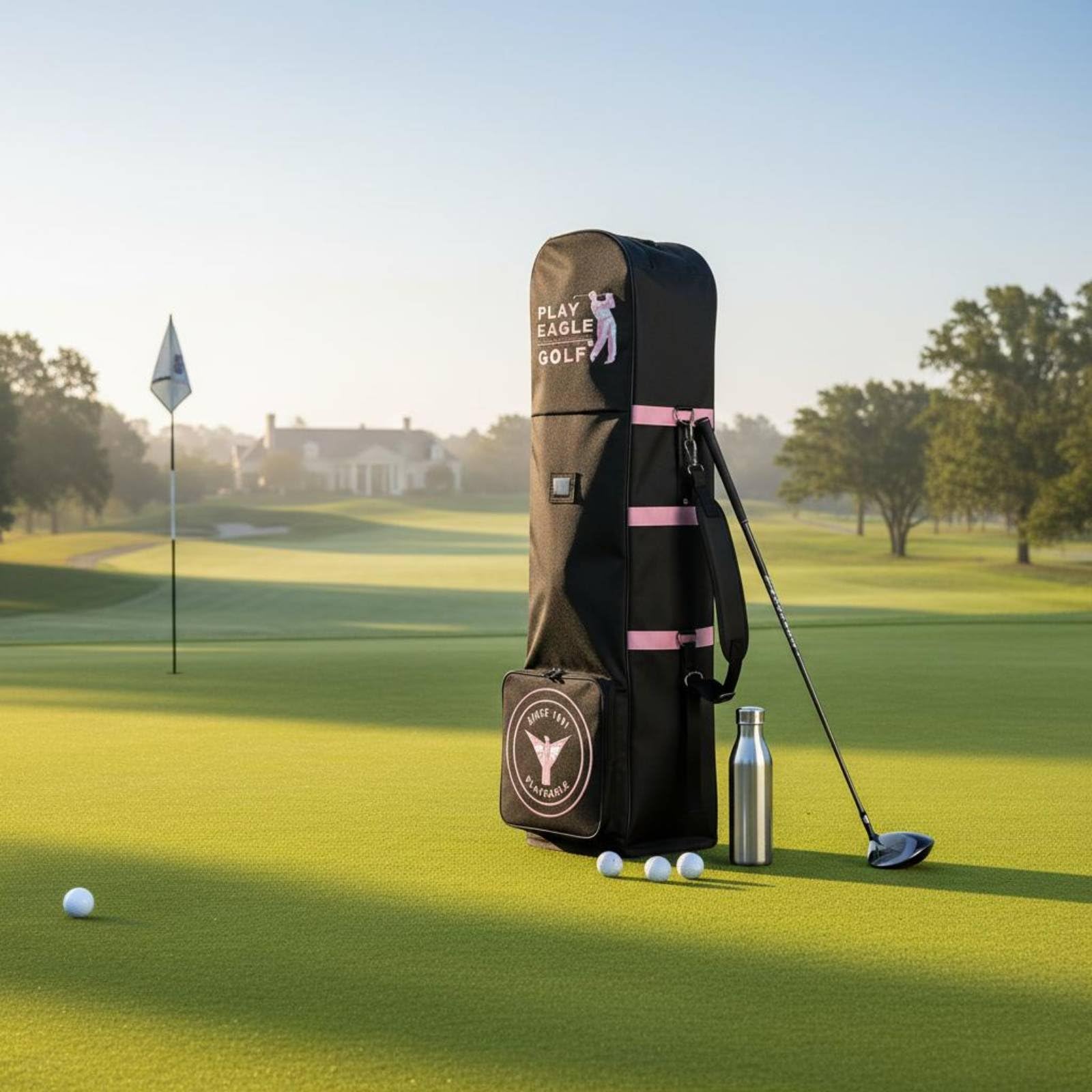 TISHITA Funda de Viaje para Golf Bolsa Trolley Estuche Maleta Porta Palos con Ruedas Plegable Refuerzos Inferiores en Oxford Fácil de Adecuada para Aeropuertos Hoteles Desplazamientos