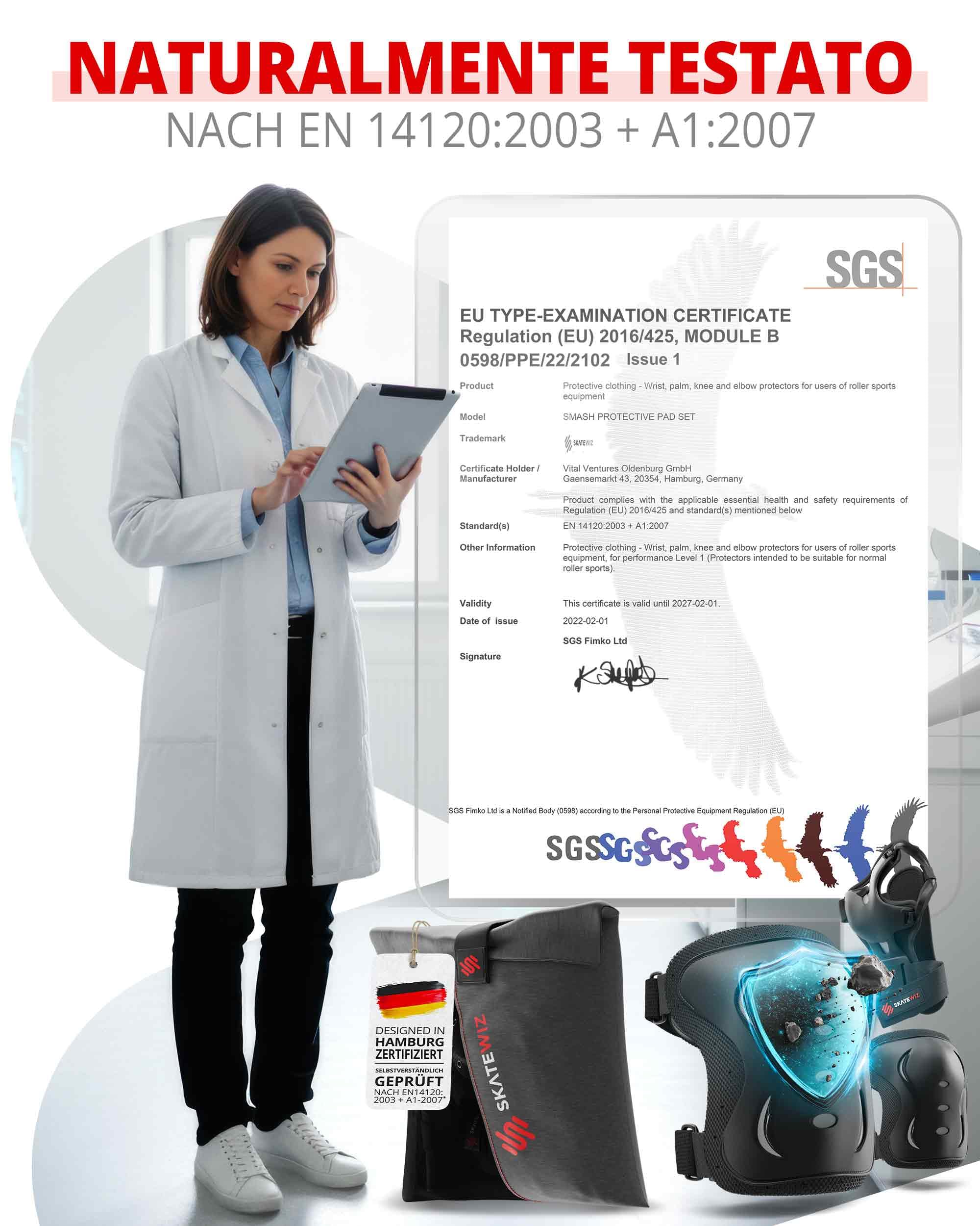 SKATEWIZ Ginocchiere Pattini Bambina Set - Protezioni Pattini Bambina [6 Pezzi] con Ginocchiere, Gomitiere e Polsiere - 5