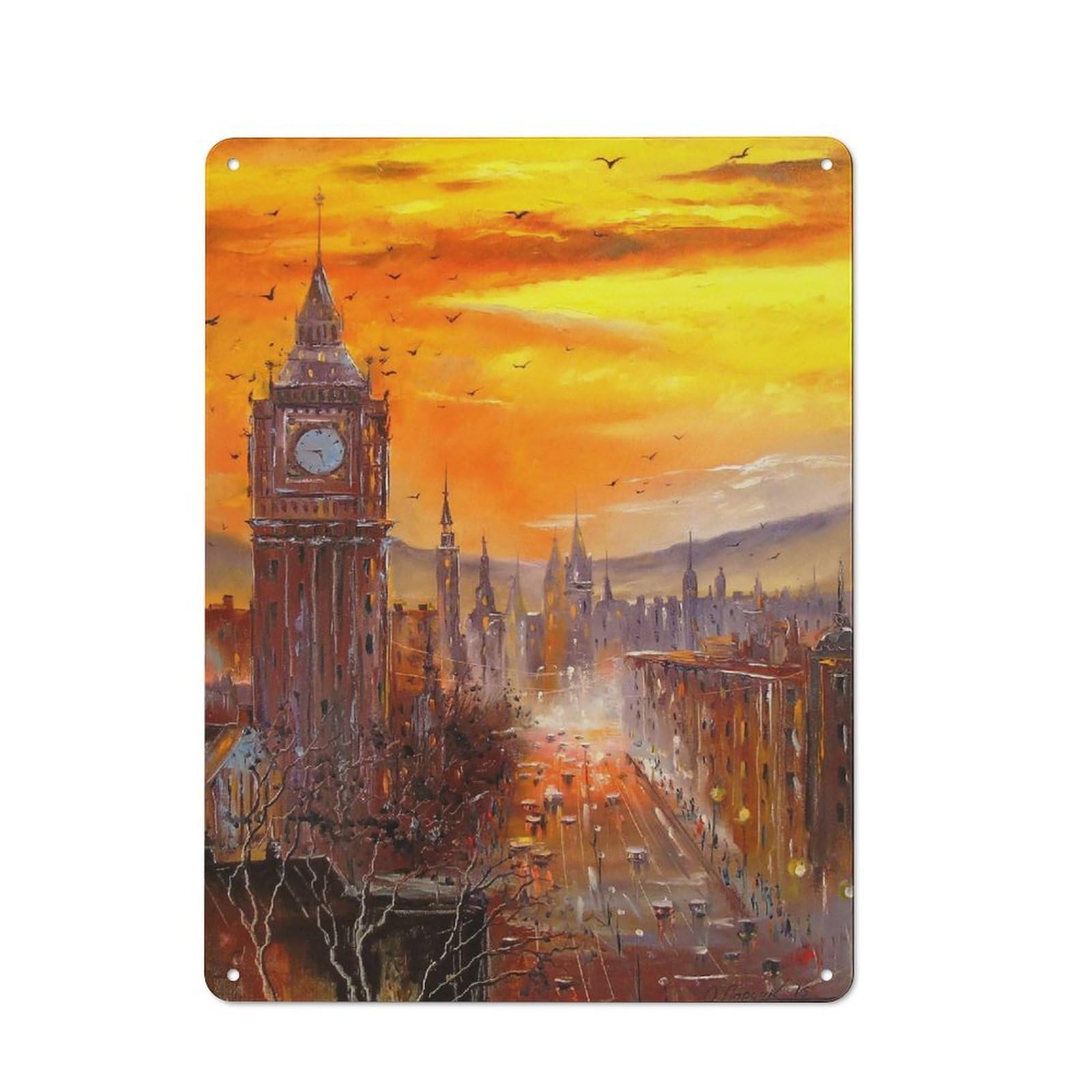 Junmoney Evening London Rustic Metal Plaque 40X30cm For Studio Or Craft Room, Suited To Craft Room Decorators