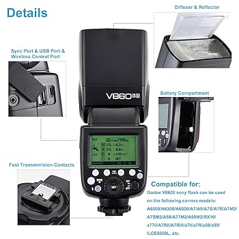 Amazon.com : Godox V860II-S TTL Flash for Sony, GN60 2.4G