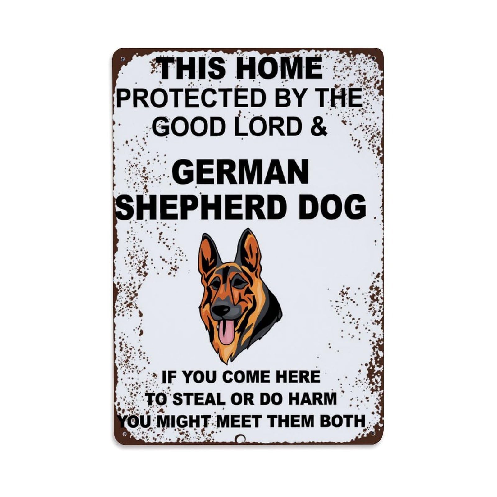 Enderetf Vintage German Shepherd Dog Sign Tin Sign Metal Poster, Home Bar Garage Man Cave Cafe Indoor & Outdoor Wall Decoration 8X12inches