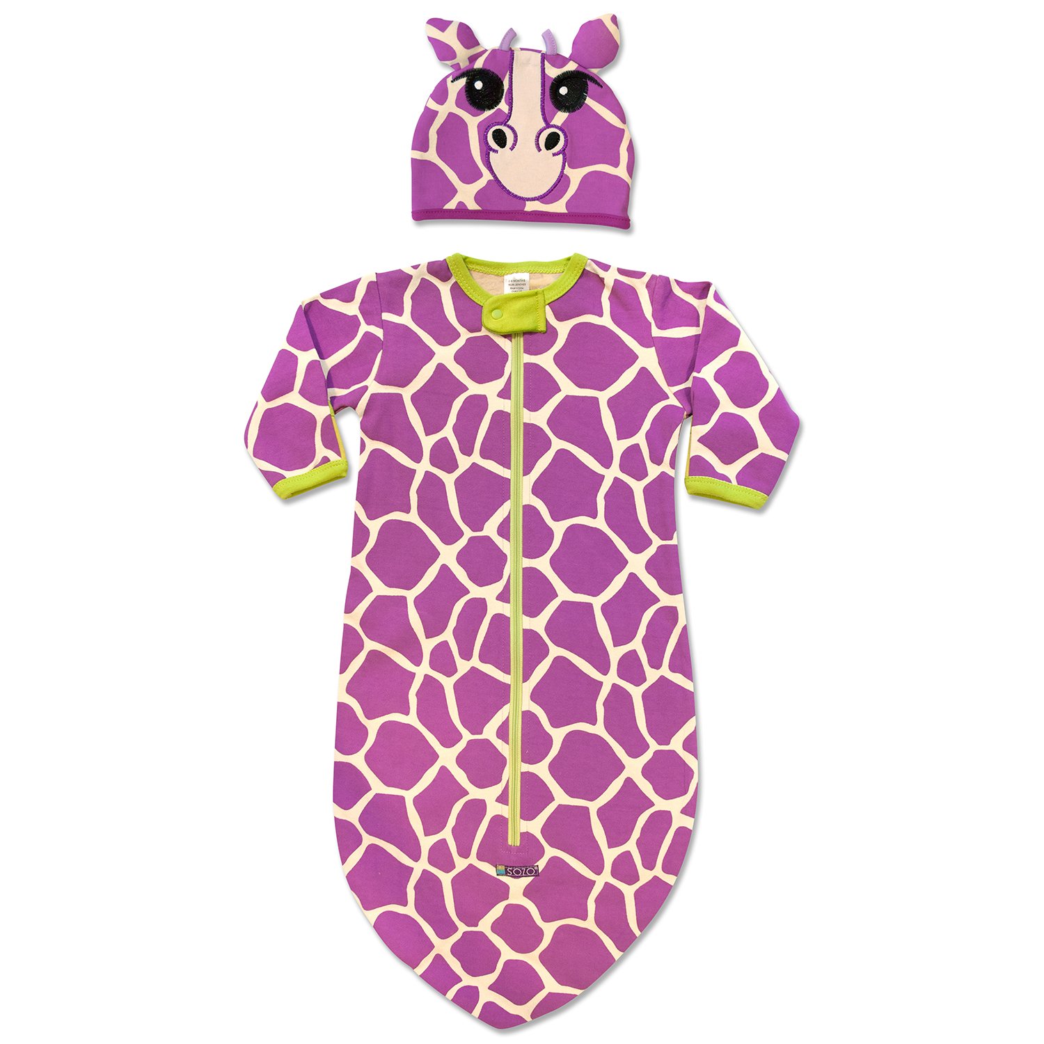SozoBaby-Girls Newborn Giraffe Bunting and Cap Set