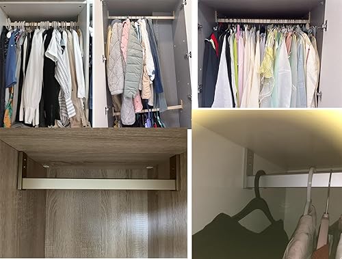 Miniatura 8 de Organizador de ropa extraíble montado en la pared, kit de sistema de barras de armario, poste duradero para colgar de metal con soporte final,