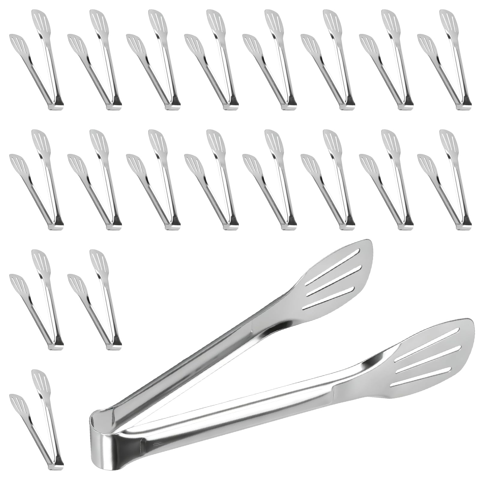 MAHIONG 20PCS Kitchen Tongs, 7 Inch Food Serving Tongs, Stainless Steel Food Tongs for BBQ, Salad, Buffet