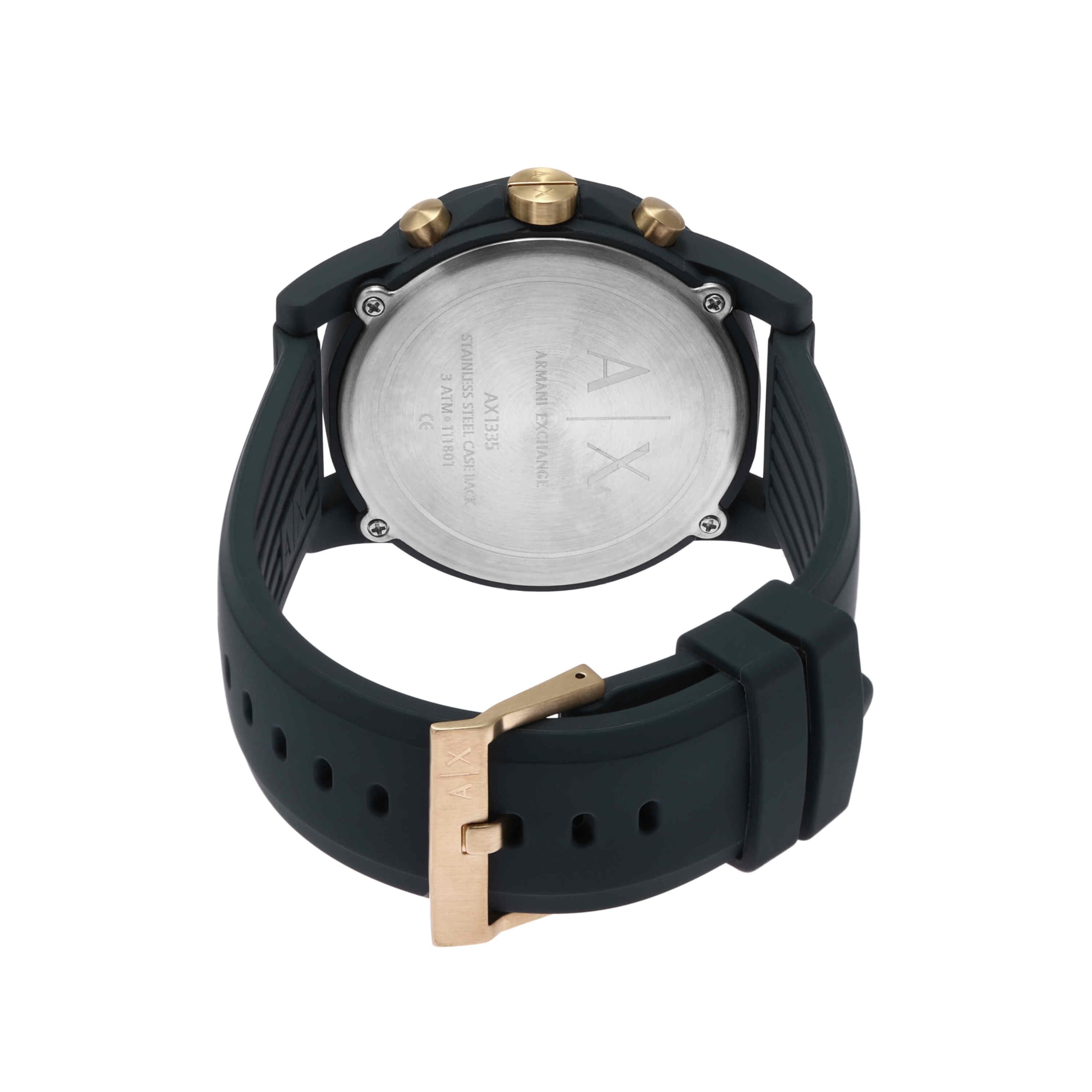 Armani Exchange Herren-Chronograph, Silikonuhr, 44 mm Gehäusegröße