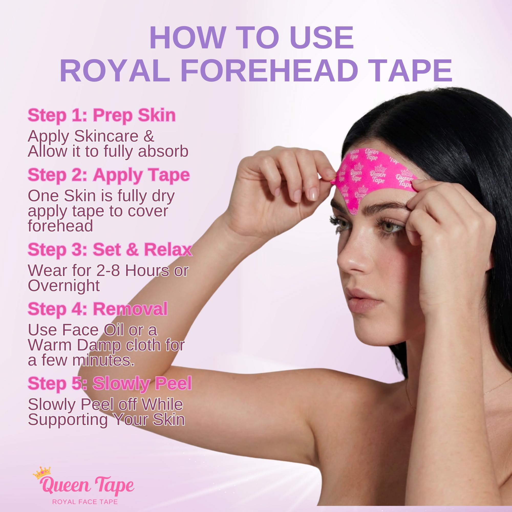 Queen Royal Forehead Tape with Hyaluronic Acid & Peptides, 20 Pieces