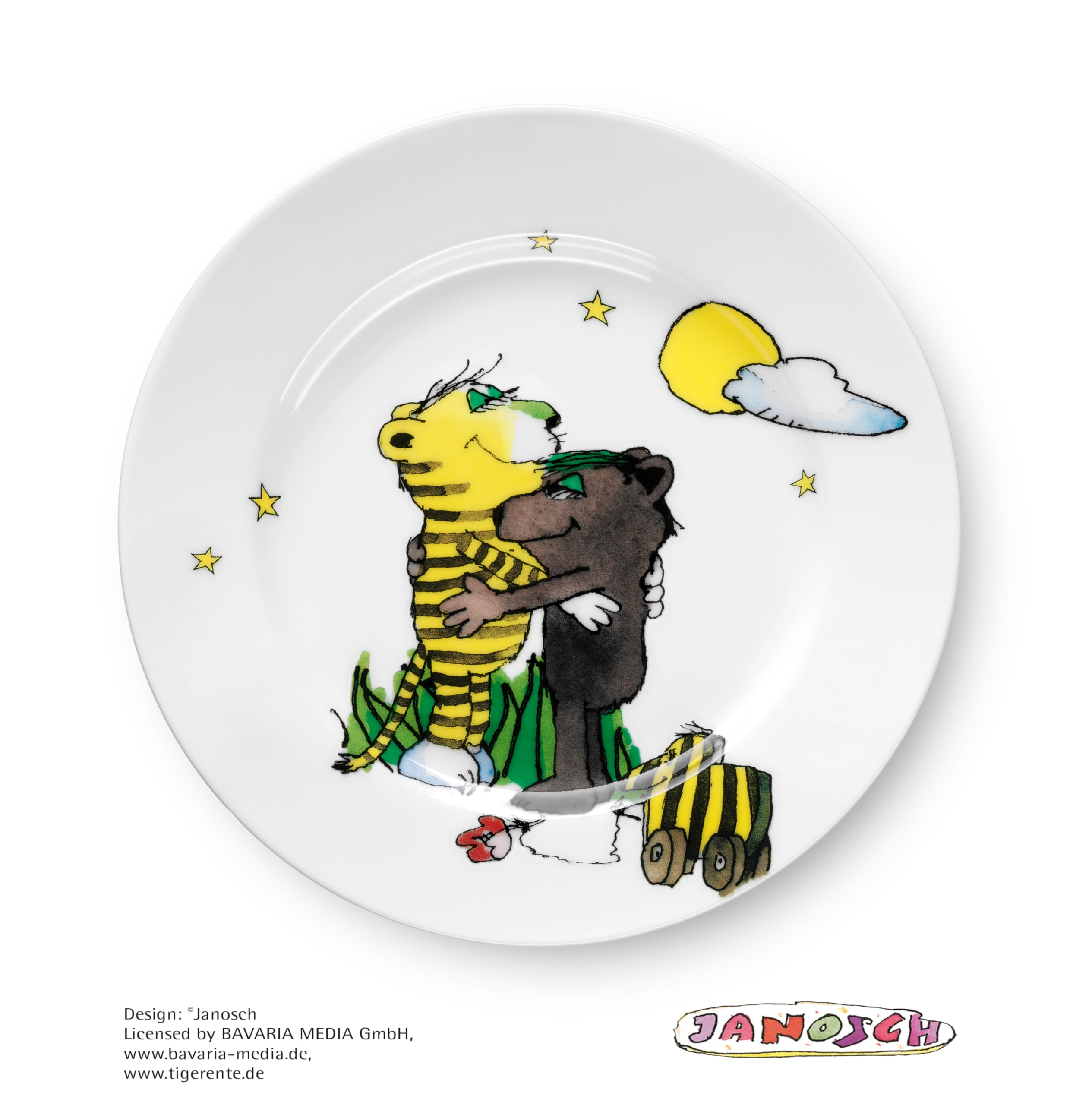 WMF Kindergeschirr Set Janosch Kindergeschirr Set 6-teilig mit Gravur – mit Namen – Porzellan Teller & Müsli-Schale mit Kinderbesteck – Kinder-Geschirrset für selbstständiges Essen ab 3 Jahren