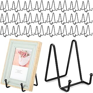 Therwen 24 Pack Plate Stands for Display Picture Frame 4.5 Inch Metal Ir...