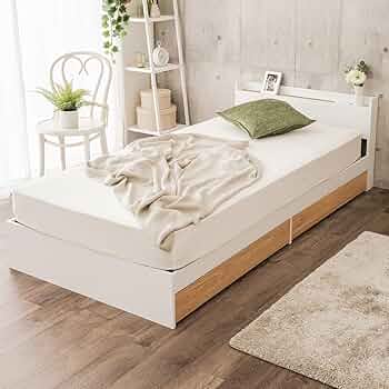 NEO CRASY 宮付き 収納 ベッド シングル (シングル, ナチュラル) Amazon｜NEO CRASY 収納ベッド シングル ホワイト×ナチュラル 宮