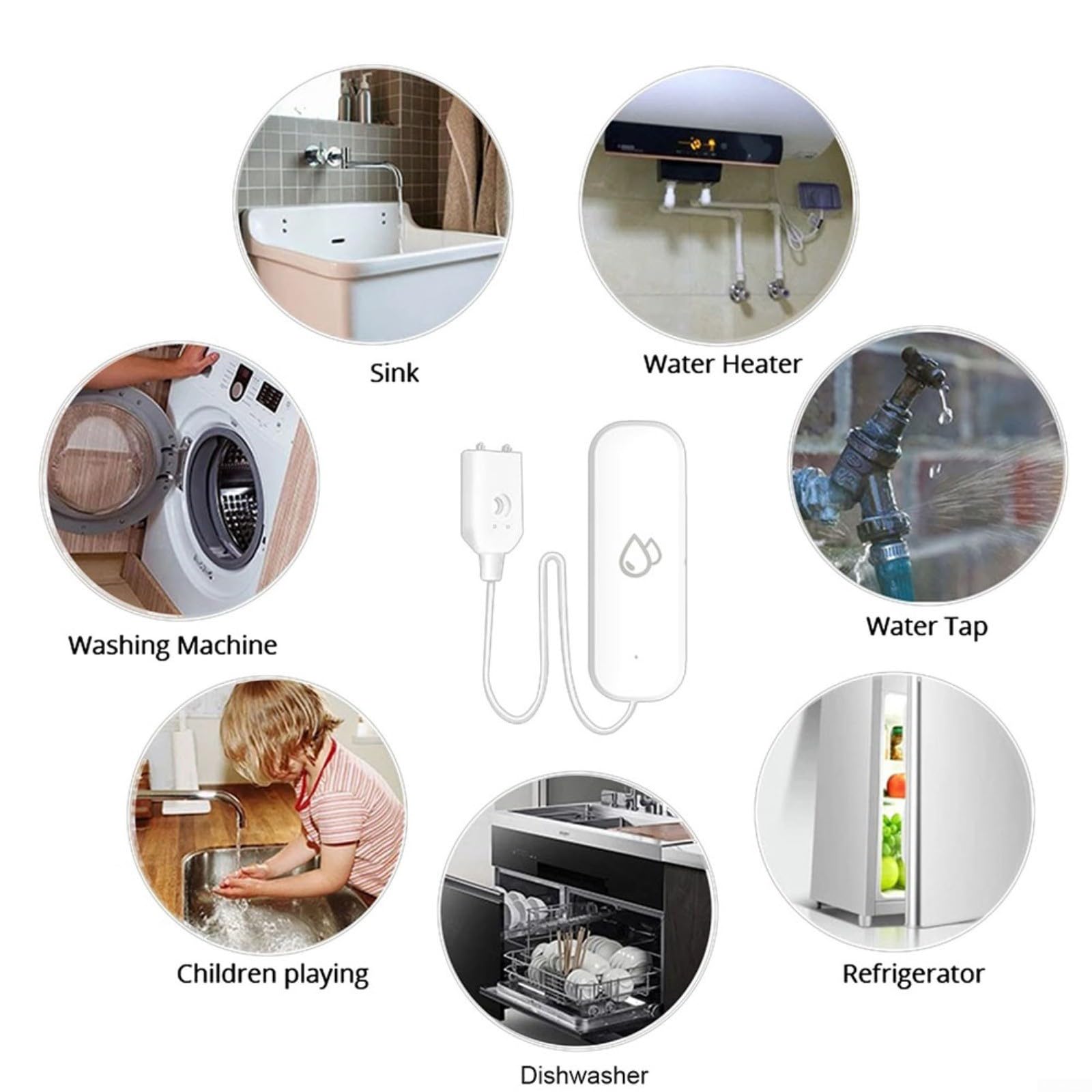 Sensor de Nivel de Agua, Detector de Agua, Detector de Agua Inteligente WiFi Smart Home WiFi Fuga de Agua Sensor de Buceo Detector Aplicación Alarma Temporización