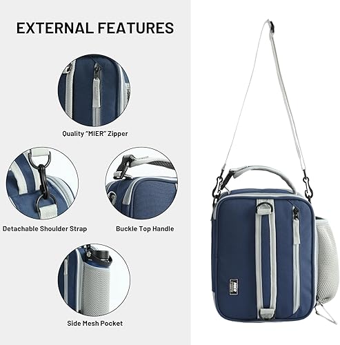 Miniatura 6 de MIER Lonchera expandible con aislamiento térmico para hombres, niños, adolescentes, para el trabajo, escuela, viajes, múltiples bolsillos, lonchera