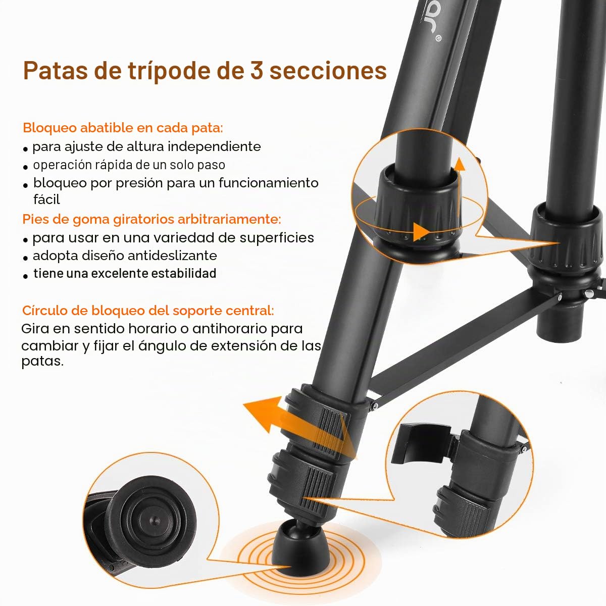 Huepar Trípode 1,6 m Cabeza plana Trípode de aluminio para nivel láser, Con burbuja horizontal, con rosca macho de 5/8 "-11 y adaptador de tornillo de 1/4" -20, Bolsa de transporte incluida - TPD16