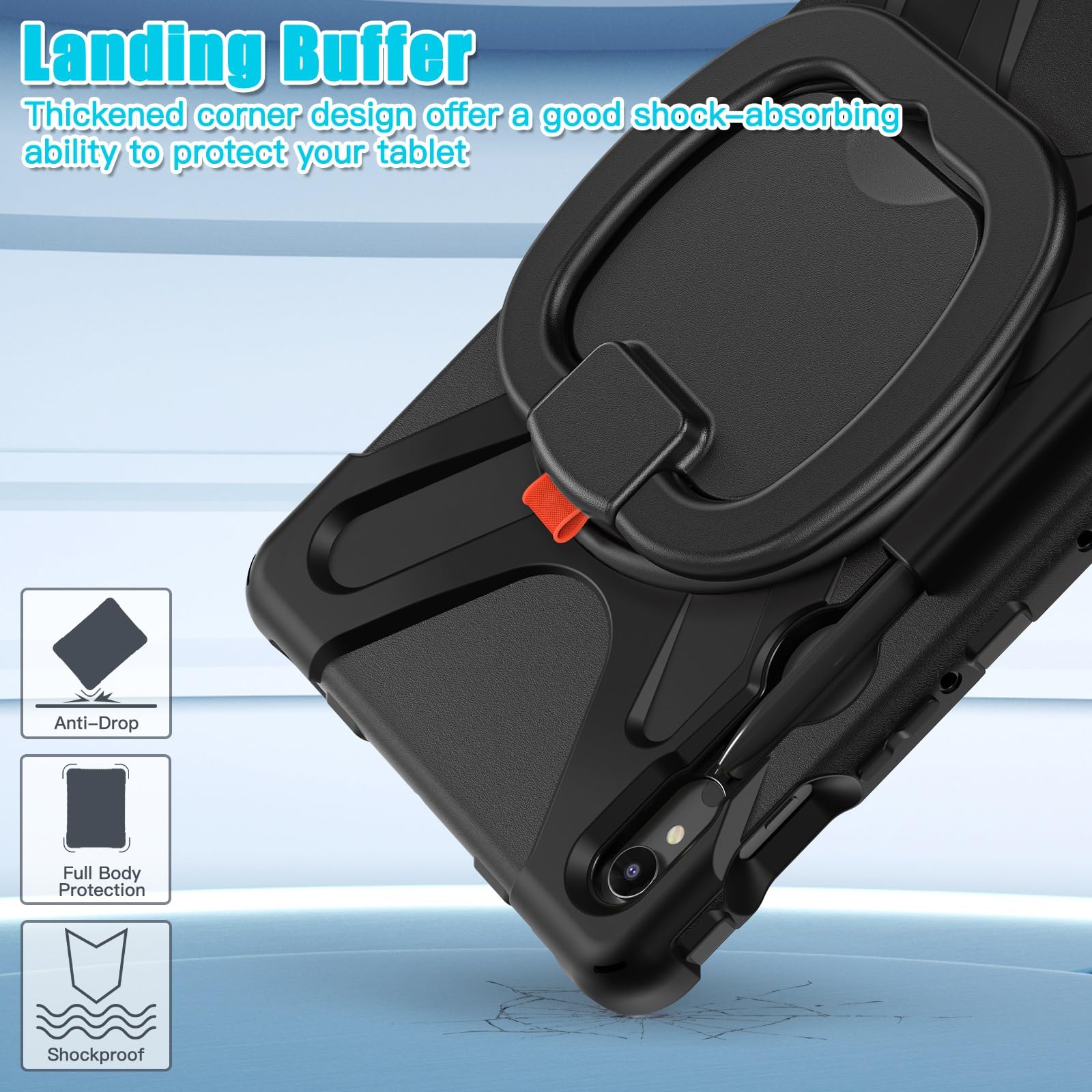 Custodia per Tablet PC Custodia in TPU resistente agli urti compatibile con Samsung Galaxy Tab S9 11 pollici 2023 X710/X716B/X718U, tracolla con manico girevole, copertura protettiva antigoccia antiur