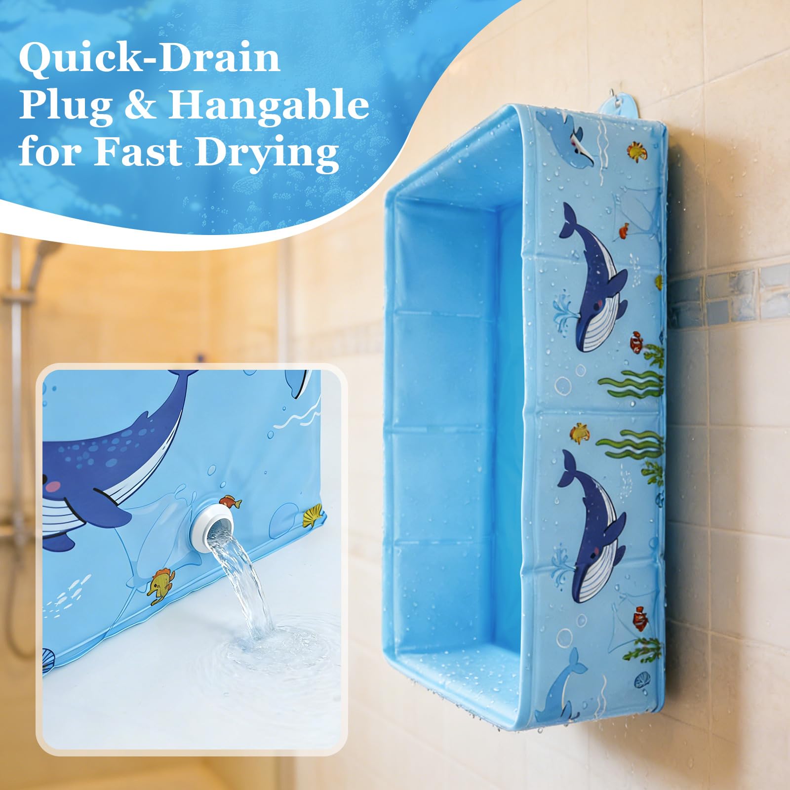 Bañera plegable para bebé, bañera plegable para bebés con drenaje rápido, lavabo portátil para 6-36 meses, bañera de viaje para fregadero, cocina, baño