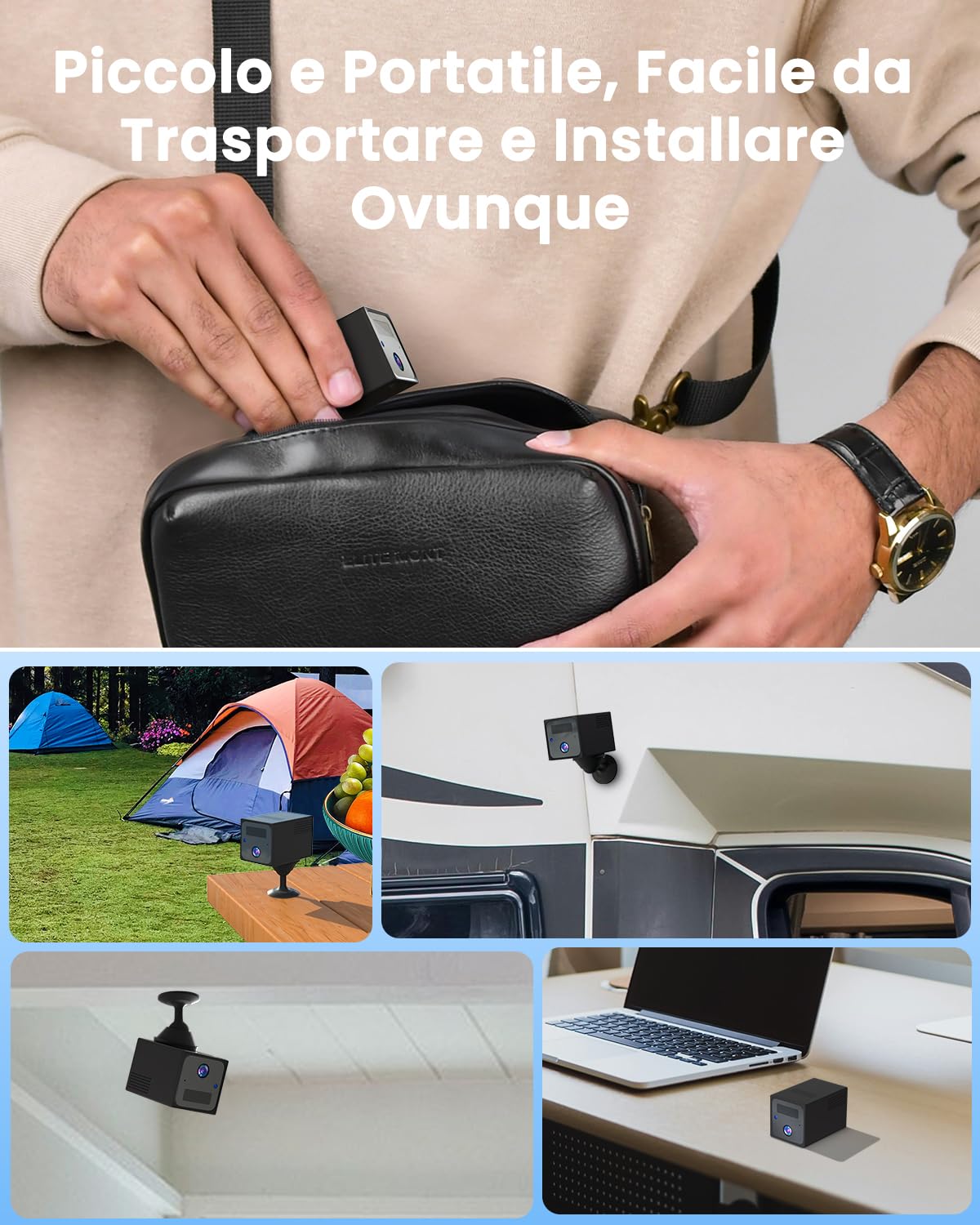 UCOCARE Telecamera con SIM, 4MP Telecamera con SIM 4G da Esterno | Batteria 5200mAh, AI Rilevamento Movimento, Visione 160°, Visione Notturna, 4MP Portatile per Auto, Campeggio e Viaggi