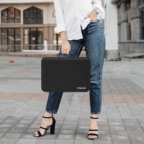 Miniatura 7 de MOSISO Caja de reloj, 10 ranuras para relojes, organizador de exhibición de relojes para hombres, organizador de caja de reloj portátil con asa para