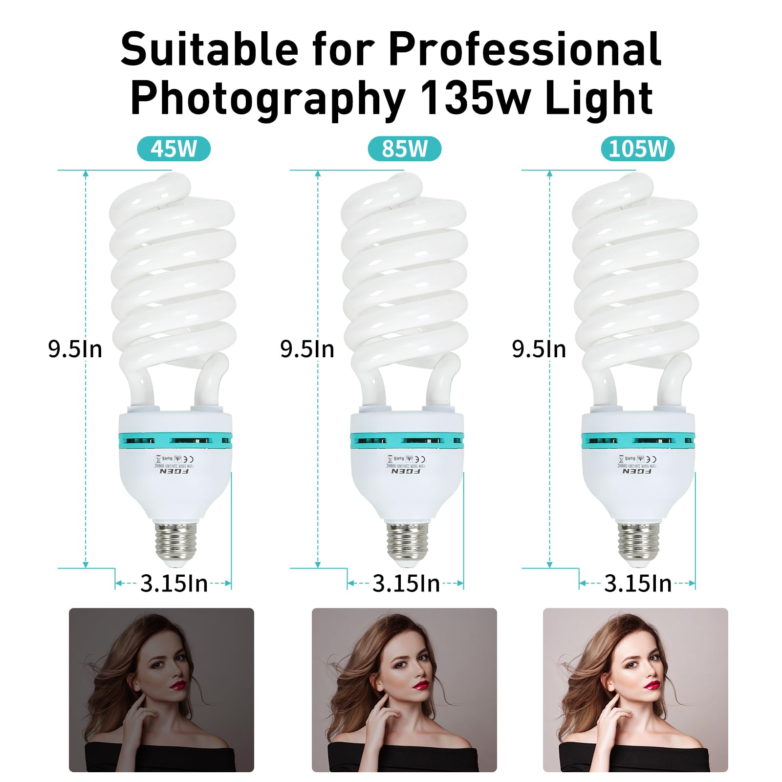 Skytex 2 bombillas de 135 W 5500 K CFL en espiral para luz diurna en casquillo E27 para fotografía y foto