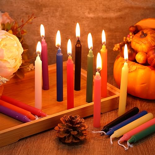 Miniatura 4 de MTLEE Paquete de 300 velas sin goteo de 4 pulgadas para lanzar campanadas, hechizos, rituales, curación, trabajo mágico y juego de cera (3 colores)