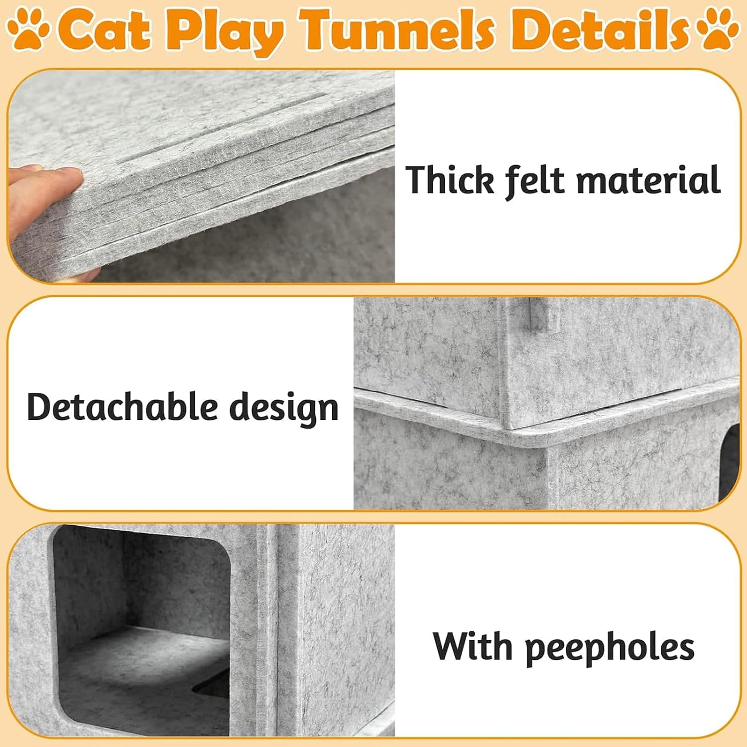 review Felt Cat Houses for Indoor Cats, Cat Cave for Multiple Cats, Cat Hideaway, Cat Condo Shelter, Cat Tunnel Bed with Interactive Peek Hole,S