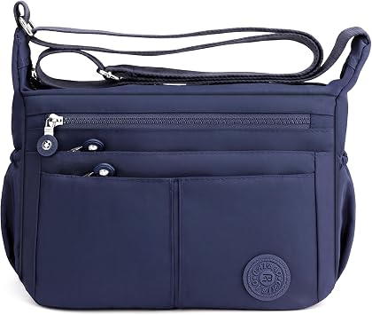 Women Shoulder Bag Multiple Pockets Casual Crossbody Bag Lightweight Water-Resistant Polyester Messenger Bag for Travel Commuting Blue