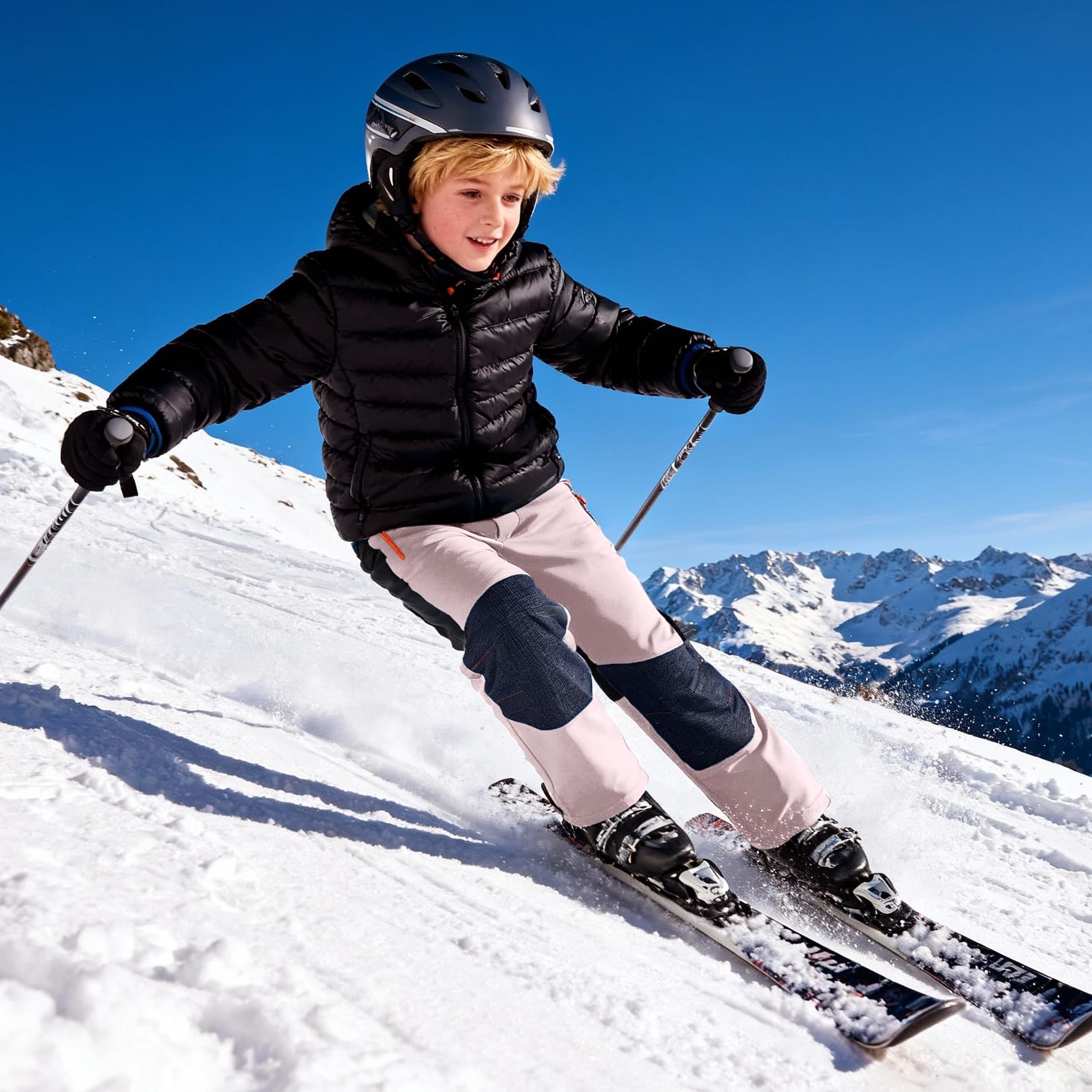 Holure Pantalones deportivos de forro polar para niños, impermeables, resistentes al viento y cálidos, con bolsillos con cremallera