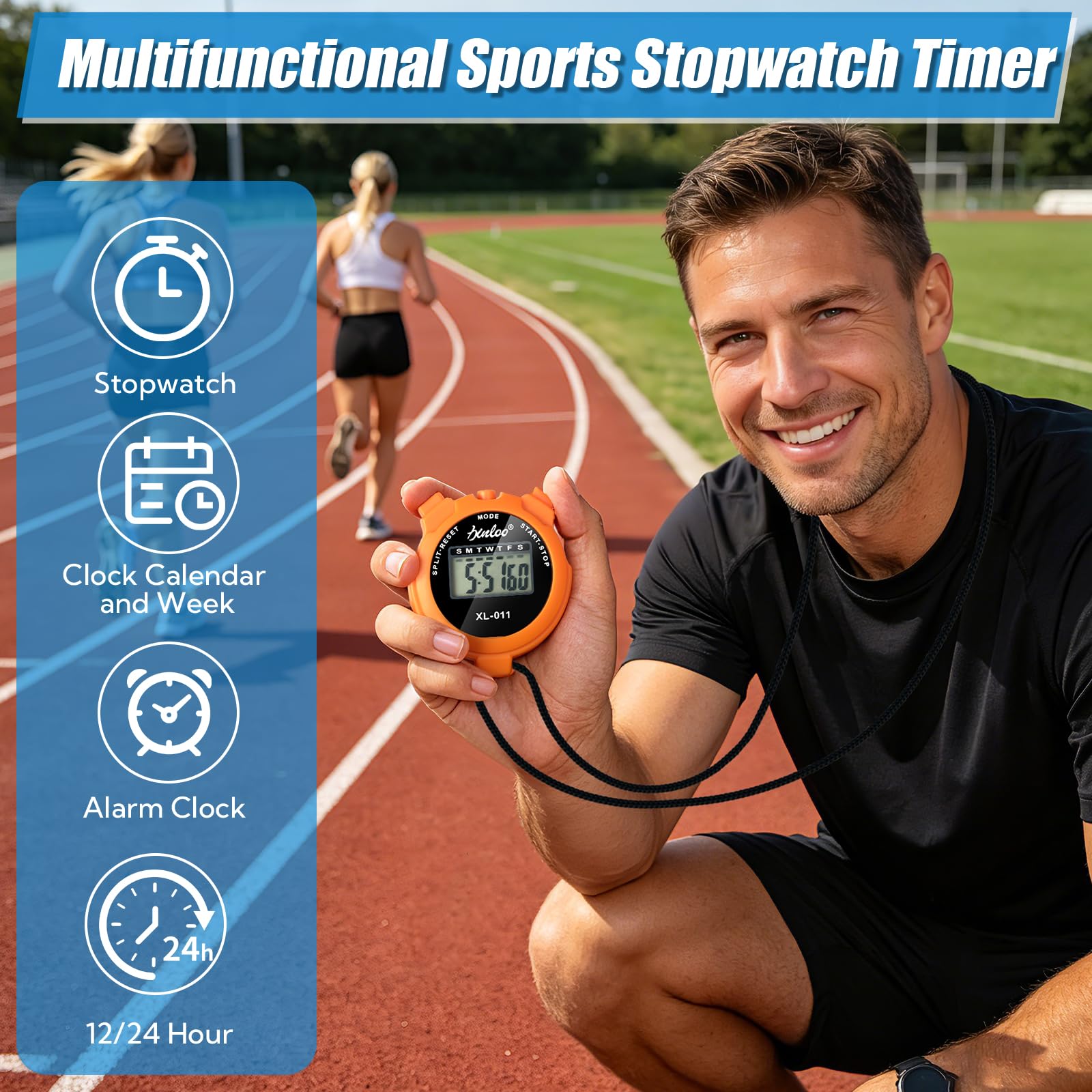 VZZNN Confezione da 16 cronometro per allenatori, impermeabile, per sport, con cordino e display digitale, cronometro per atletica leggera, calcio, nuoto