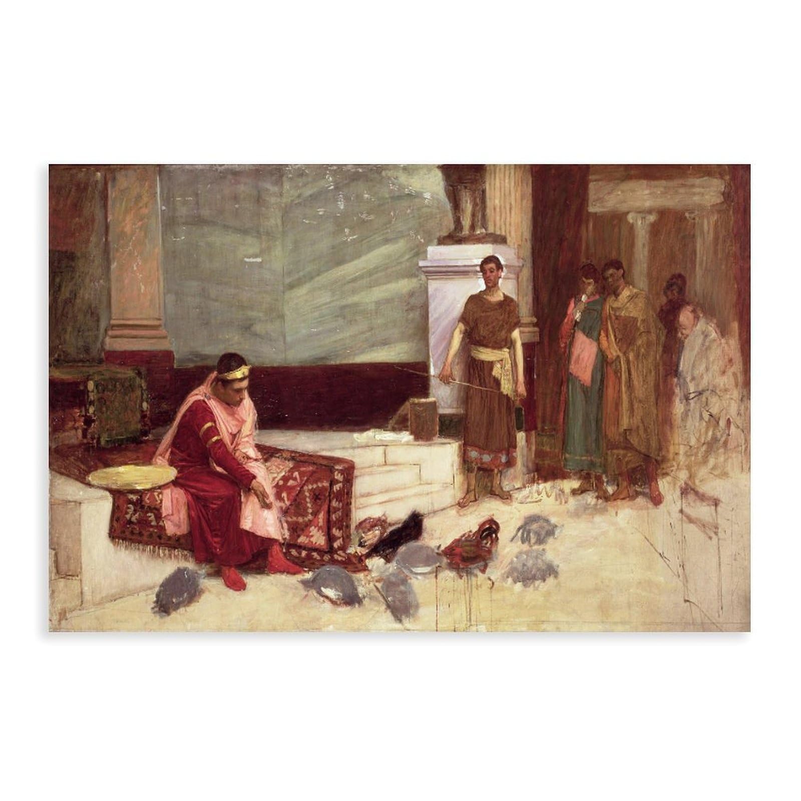 WCYB The Favourites of The Emperor Honorius by John William Waterhouse Prints Posters Canvas Deco Paintings Wall Art For Office Living Room Unframe 24" L X